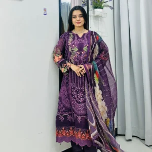 Cota Organza Purple (Unstitched)